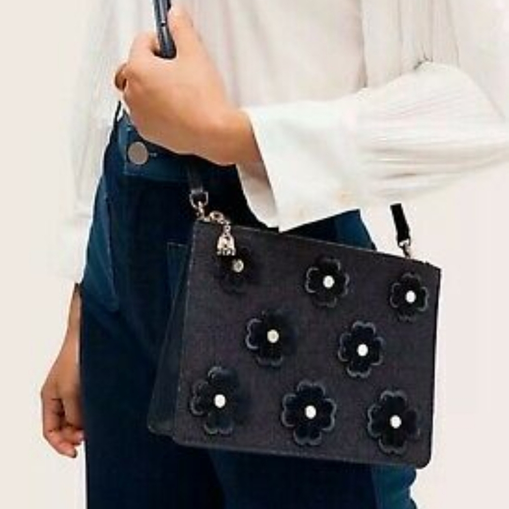 NWT KATE SPADE ON PURPOSE FLORAL CROSSBODY / CLUTCH BLAZER BLUE